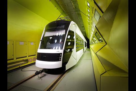 Siemens Avenio tram for Doha on test in the Rail Tec Arsenal climate chamber.